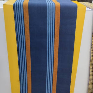 Pagne Foupoko tissé main, bleu indigo et ivoire, tissé au Burkina Faso, Mon Faso Dan Fani