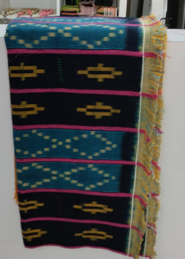 Pagne Baoulé tissé main, bleu indigo et ivoire, tissé en Côte d’Ivoire, Mon Faso Dan Fani