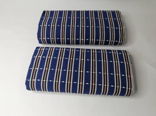 Pagne Foupoko tissé main, bleu indigo et ivoire, tissé au Burkina Faso, Mon Faso Dan Fani