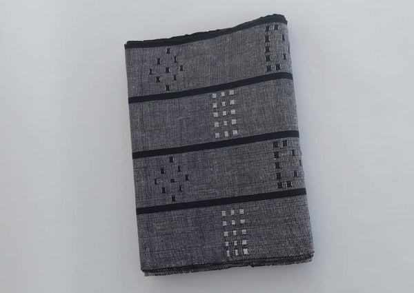 Pagne Noblesse tissé main, bleu indigo et ivoire, tissé au Burkina Faso, Mon Faso Dan Fani