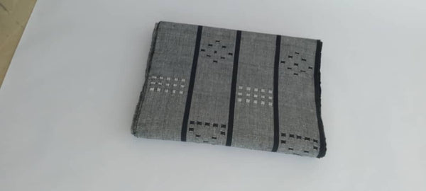 Pagne Noblesse tissé main, bleu indigo et ivoire, tissé au Burkina Faso, Mon Faso Dan Fani