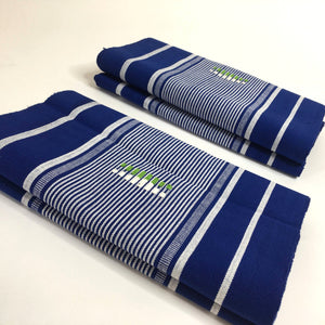 Pagne Foupoko tissé main, blanc et bleu, tissé au Burkina Faso, Mon Faso Dan Fani