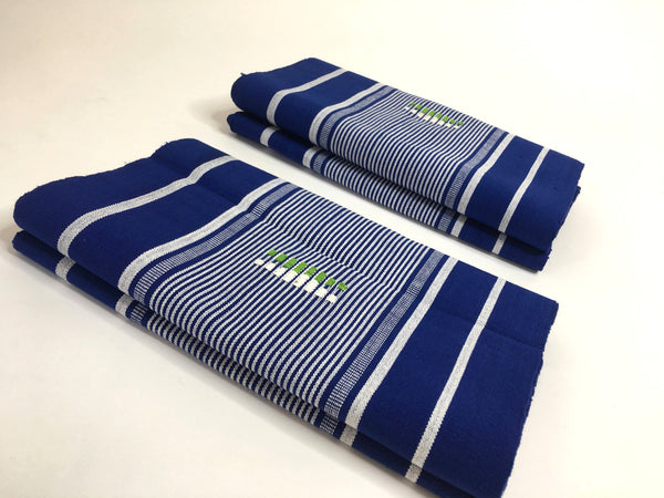 Pagne Foupoko tissé main, blanc et bleu, tissé au Burkina Faso, Mon Faso Dan Fani