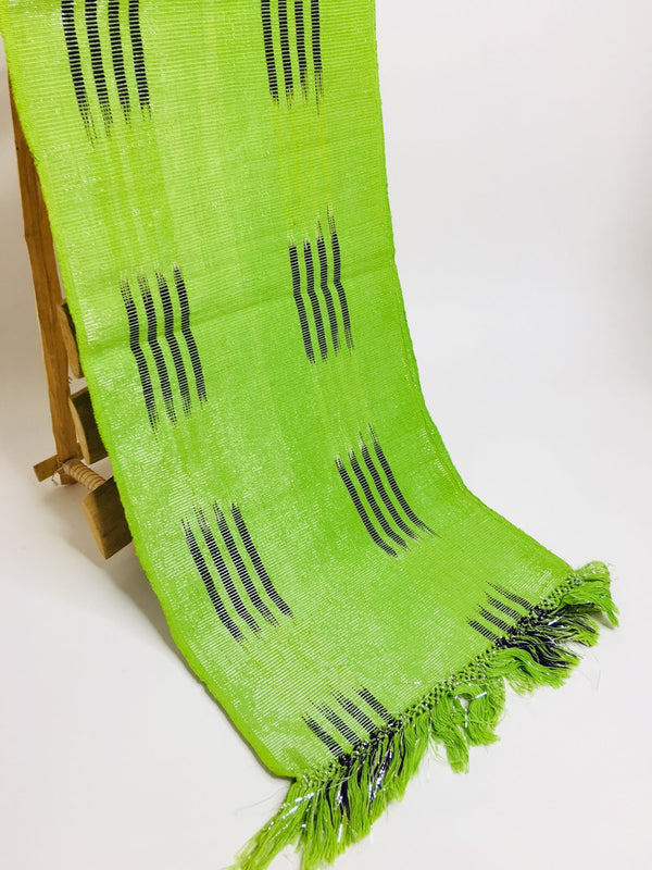 Pagne Foupoko tissé main, bleu et vert, tissé au Burkina Faso, Mon Faso Dan Fani