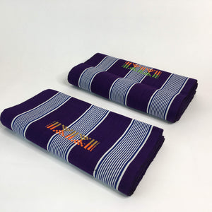 Pagne Foupoko tissé main, noir et bleu, tissé au Burkina Faso, Mon Faso Dan Fani