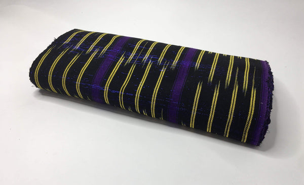 Pagne Foupoko tissé main, noir et jaune, tissé au Burkina Faso, Mon Faso Dan Fani