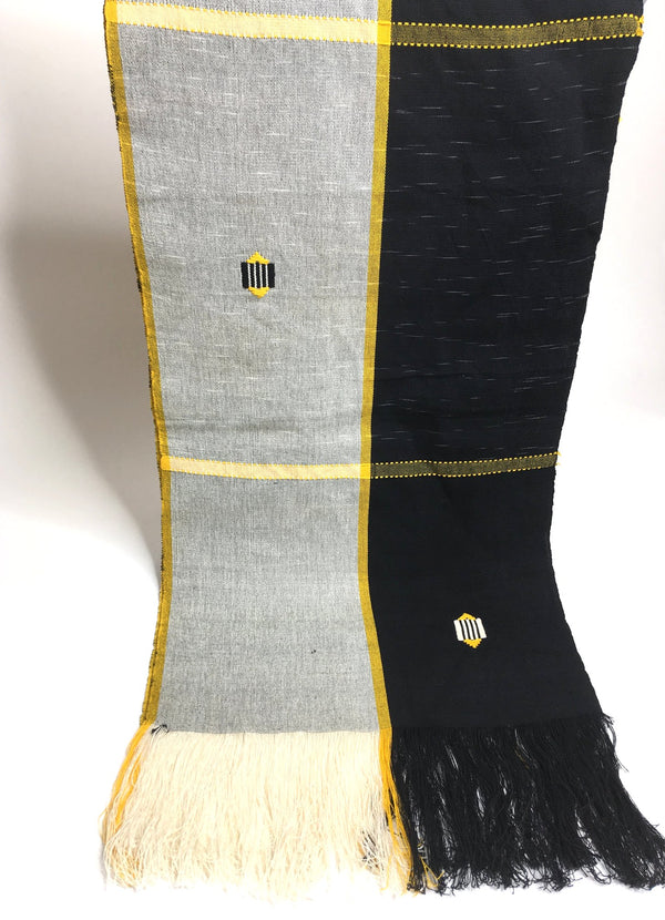 Pagne Foupoko tissé main, noir et blanc, tissé au Burkina Faso, Mon Faso Dan Fani