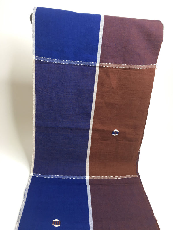 Pagne Foupoko tissé main, blanc et bleu, tissé au Burkina Faso, Mon Faso Dan Fani