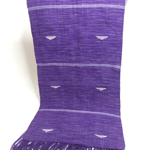 Pagne Foupoko tissé main, blanc et violet, tissé au Burkina Faso, Mon Faso Dan Fani