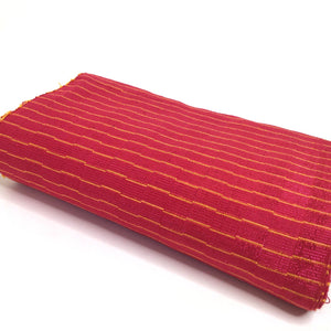 Pagne Foupoko tissé main, jaune et rose, tissé au Burkina Faso, Mon Faso Dan Fani