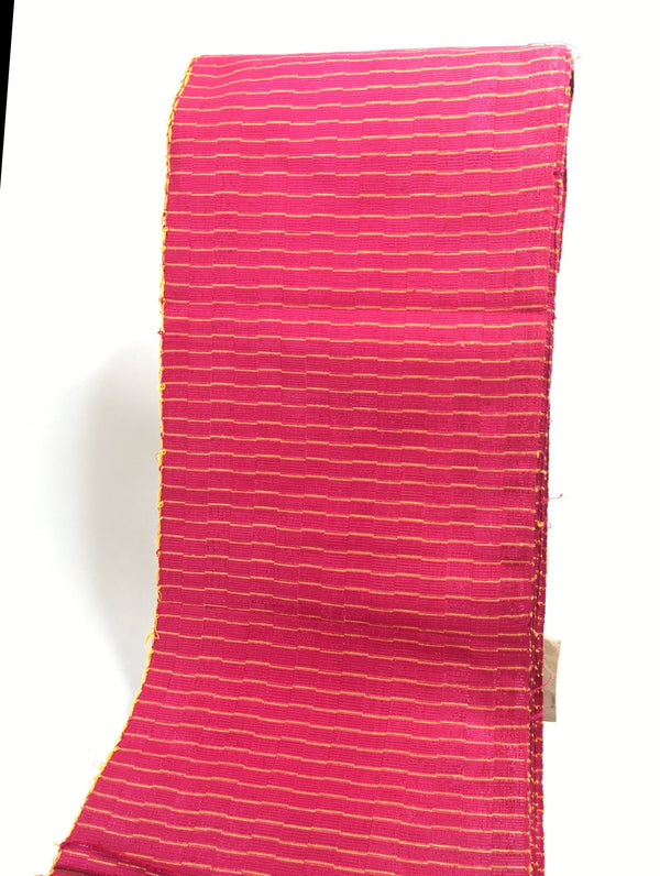 Pagne Foupoko tissé main, jaune et rose, tissé au Burkina Faso, Mon Faso Dan Fani