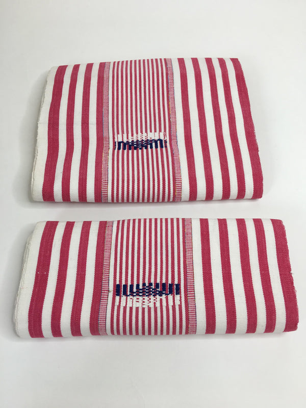 Pagne Foupoko tissé main, blanc et bleu, tissé au Burkina Faso, Mon Faso Dan Fani