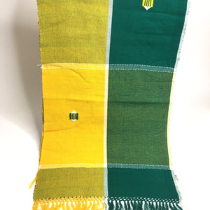 Pagne Foupoko tissé main, blanc et vert, tissé au Burkina Faso, Mon Faso Dan Fani