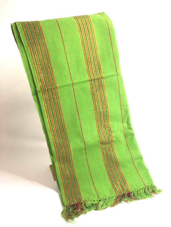 Pagne Foupoko tissé main, vert et doré, tissé au Burkina Faso, Mon Faso Dan Fani