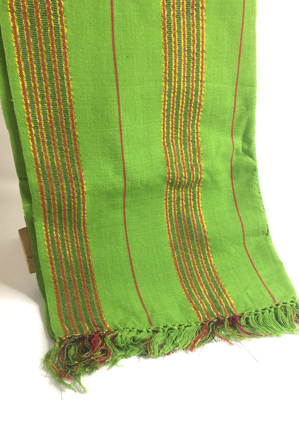 Pagne Foupoko tissé main, vert et doré, tissé au Burkina Faso, Mon Faso Dan Fani