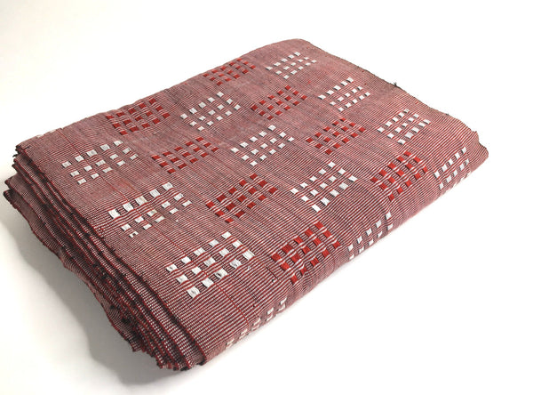Pagne Noblesse tissé main, blanc et rouge, tissé au Burkina Faso, Mon Faso Dan Fani