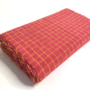 Pagne Foupoko tissé main, jaune et rose, tissé au Burkina Faso, Mon Faso Dan Fani