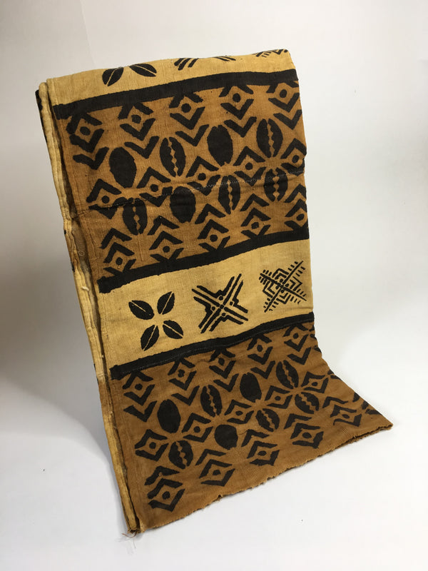 Pagne Bogolan tissé main, noir et marron, artisanal d’Afrique de l’Ouest, Mon Faso Dan Fani