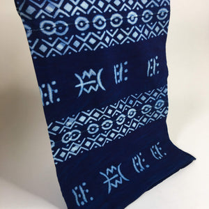 Pagne Bogolan tissé main, blanc et bleu, artisanal d’Afrique de l’Ouest, Mon Faso Dan Fani