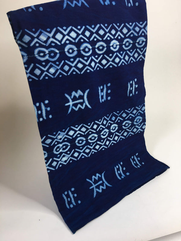 Pagne Bogolan tissé main, blanc et bleu, artisanal d’Afrique de l’Ouest, Mon Faso Dan Fani