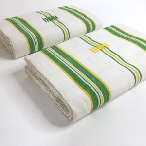 Pagne Foupoko tissé main, blanc et vert, tissé au Burkina Faso, Mon Faso Dan Fani