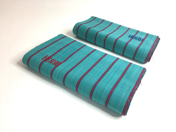 Pagne Foupoko tissé main, bleu et rouge, tissé au Burkina Faso, Mon Faso Dan Fani