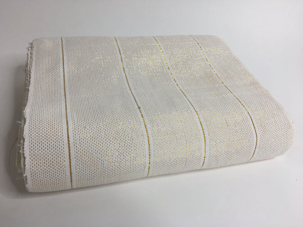 Pagne Foupoko tissé main, blanc et doré, tissé au Burkina Faso, Mon Faso Dan Fani