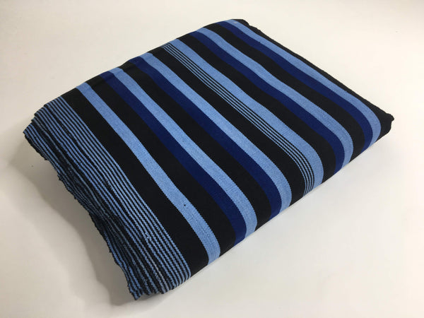 Pagne Foupoko tissé main, noir et bleu, tissé au Burkina Faso, Mon Faso Dan Fani