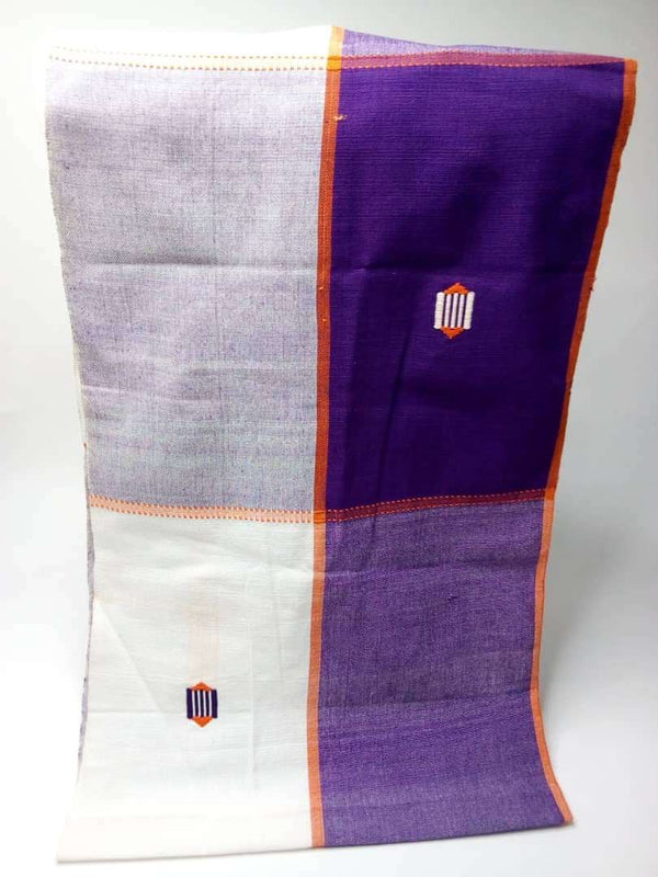 Pagne Foupoko tissé main, blanc et orange, tissé au Burkina Faso, Mon Faso Dan Fani