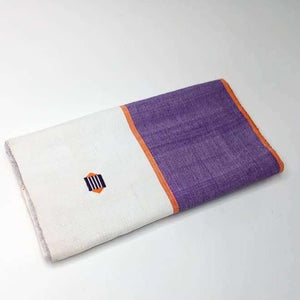 Pagne Foupoko tissé main, blanc et orange, tissé au Burkina Faso, Mon Faso Dan Fani