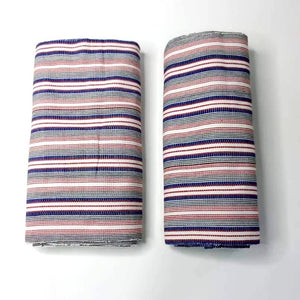 Pagne Foupoko tissé main, blanc et bleu, tissé au Burkina Faso, Mon Faso Dan Fani