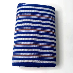 Pagne Foupoko tissé main, blanc et bleu, tissé au Burkina Faso, Mon Faso Dan Fani