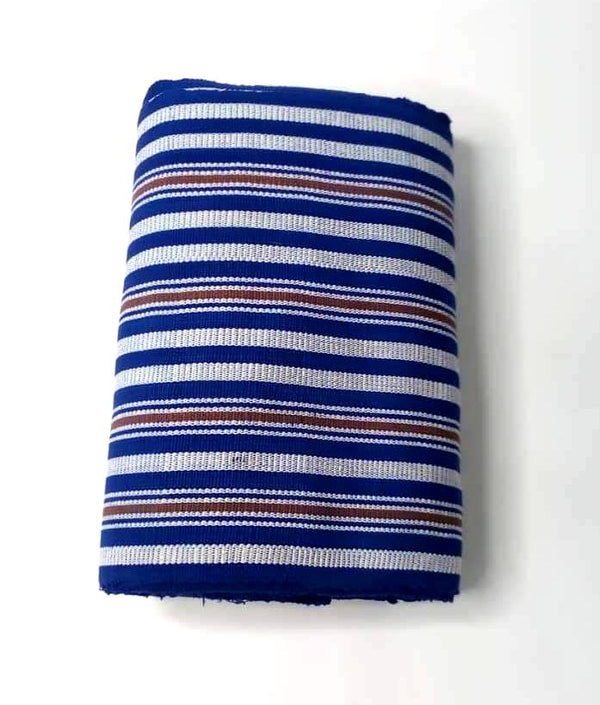 Pagne Foupoko tissé main, blanc et bleu, tissé au Burkina Faso, Mon Faso Dan Fani