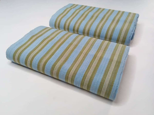 Pagne Foupoko tissé main, bleu et vert, tissé au Burkina Faso, Mon Faso Dan Fani