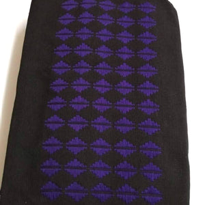 Pagne Noblesse tissé main, noir et violet, tissé au Burkina Faso, Mon Faso Dan Fani