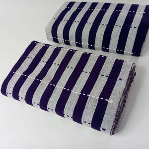 Pagne Noblesse tissé main, blanc et violet, tissé au Burkina Faso, Mon Faso Dan Fani