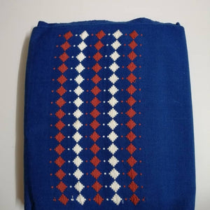 Pagne Noblesse tissé main, blanc et bleu, tissé au Burkina Faso, Mon Faso Dan Fani