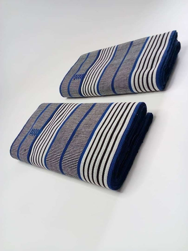 Pagne Foupoko tissé main, noir et blanc, tissé au Burkina Faso, Mon Faso Dan Fani