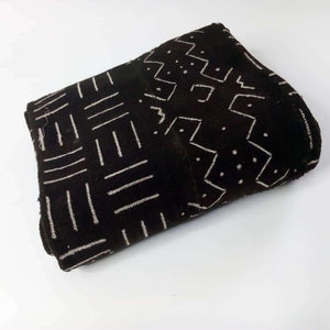 Pagne Bogolan tissé main, noir et blanc, artisanal d’Afrique de l’Ouest, Mon Faso Dan Fani