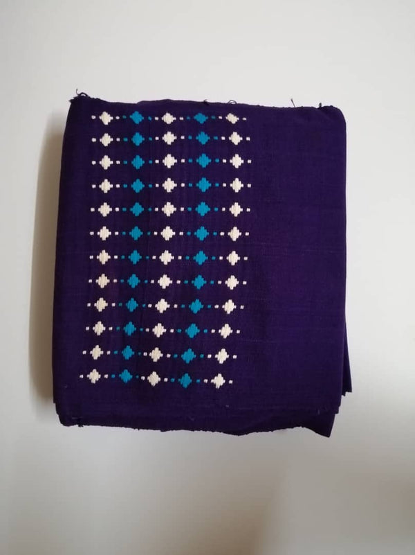 Pagne Noblesse tissé main, blanc et bleu, tissé au Burkina Faso, Mon Faso Dan Fani