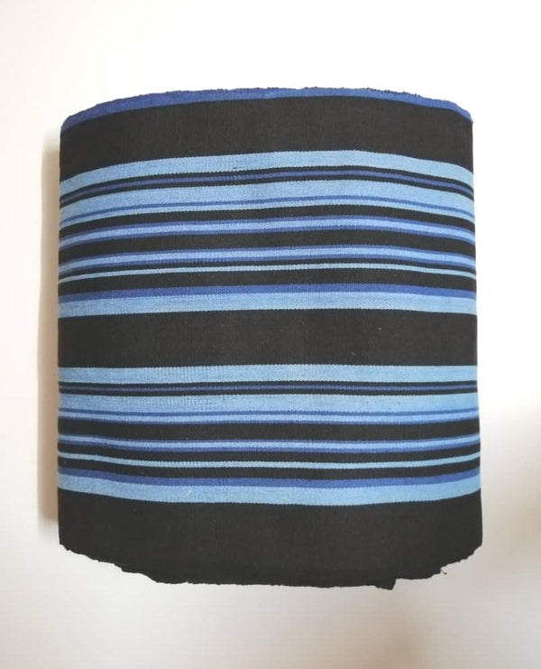 Pagne  tissé main, noir et bleu, tissé au Burkina Faso, Mon Faso Dan Fani