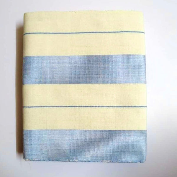 Pagne Foupoko tissé main, bleu et jaune, tissé au Burkina Faso, Mon Faso Dan Fani