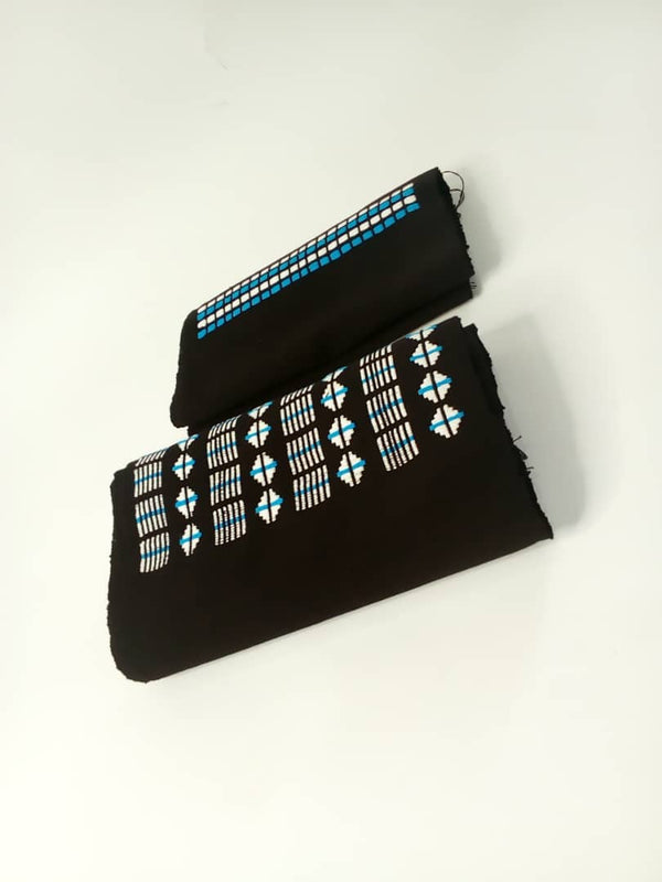 Pagne Noblesse tissé main, blanc et bleu, tissé au Burkina Faso, Mon Faso Dan Fani