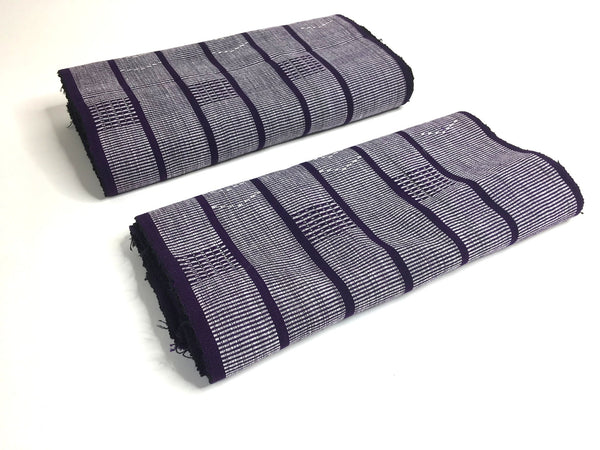 Pagne Noblesse tissé main, blanc et violet, tissé au Burkina Faso, Mon Faso Dan Fani