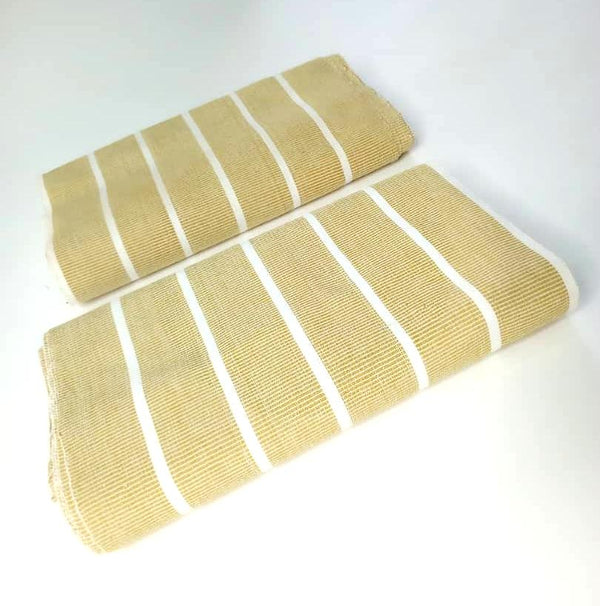 Pagne Foupoko tissé main, blanc et beige, tissé au Burkina Faso, Mon Faso Dan Fani