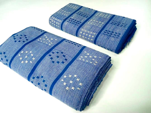 Pagne Noblesse tissé main, blanc et violet, tissé au Burkina Faso, Mon Faso Dan Fani