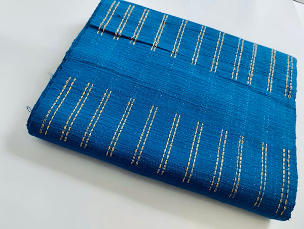 Pagne Foupoko tissé main, bleu indigo et ivoire, tissé au Burkina Faso, Mon Faso Dan Fani