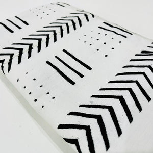 Pagne Bogolan tissé main, noir et blanc, artisanal d’Afrique de l’Ouest, Mon Faso Dan Fani