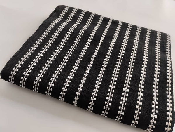 Pagne Foupoko tissé main, noir et blanc, tissé au Burkina Faso, Mon Faso Dan Fani