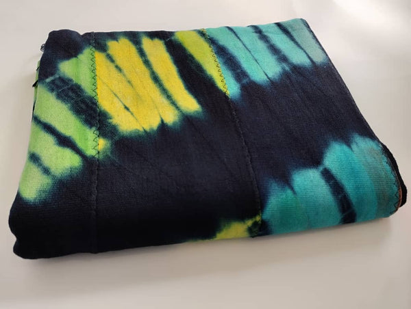 Pagne Baoulé tissé main, bleu indigo et ivoire, tissé en Côte d’Ivoire, Mon Faso Dan Fani